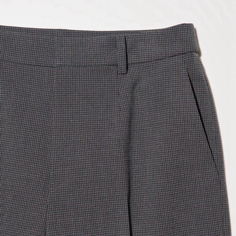 Uniqlo Smart Ankle (Check) Women Trousers Dark Grey  US |  GPKB-12459