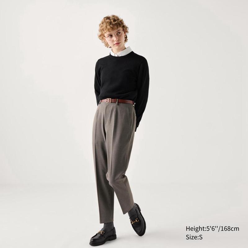 Uniqlo Smart Ankle (Check) Women Trousers Dark Grey  US |  GPKB-12459