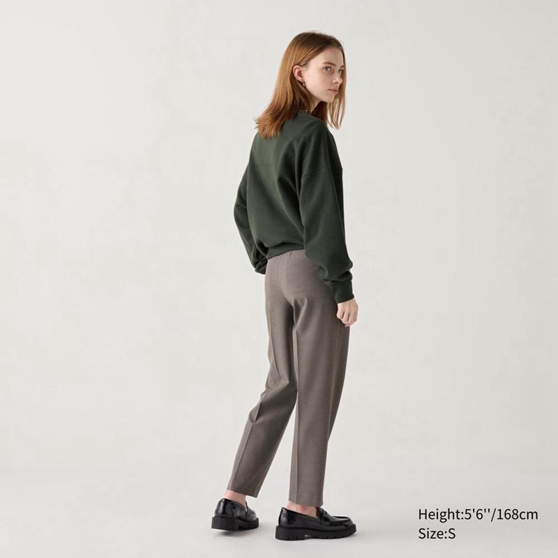 Uniqlo Smart Ankle (Check) Women Trousers Brown  US |  PXFI-45173