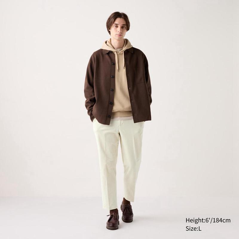 Uniqlo Smart Ankle (Corduroy) Men Trousers Off White  US |  MILH-06274