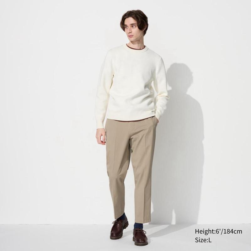 Uniqlo Smart Ankle (Cotton) Men Trousers Beige  US |  EOWJ-74210