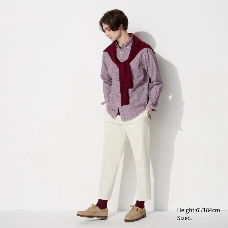 Uniqlo Smart Ankle (Cotton) Men Trousers Off White  US |  YJIO-85023