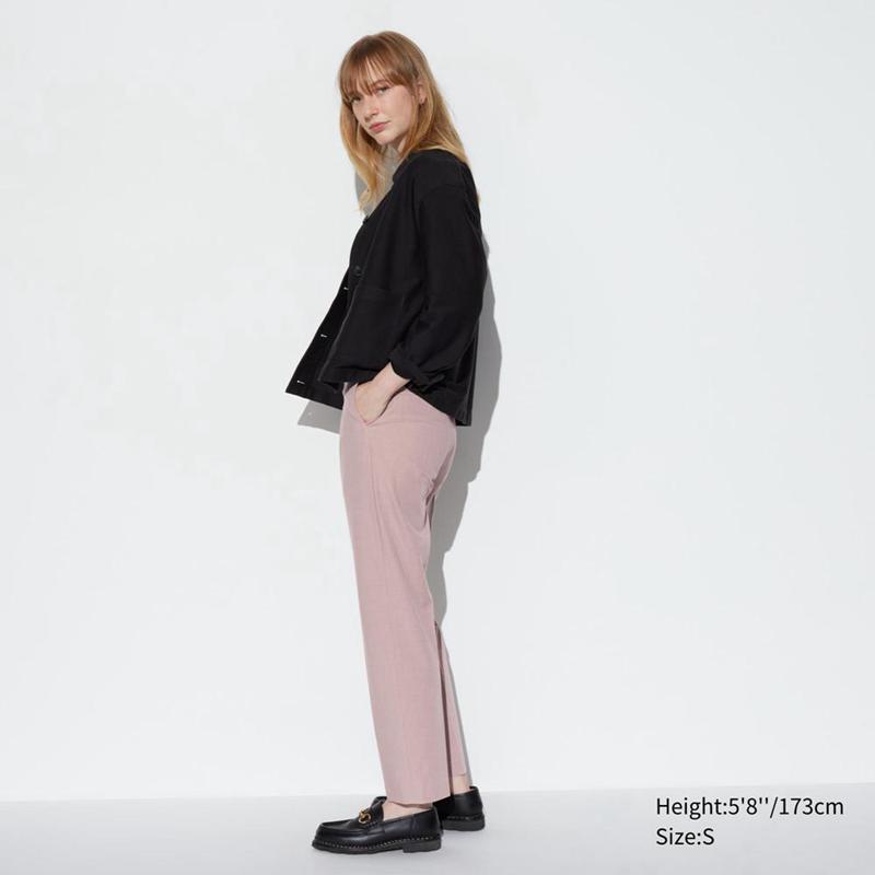 Uniqlo Smart Ankle Length (Long) Women Trousers White  US |  BKRJ-78963