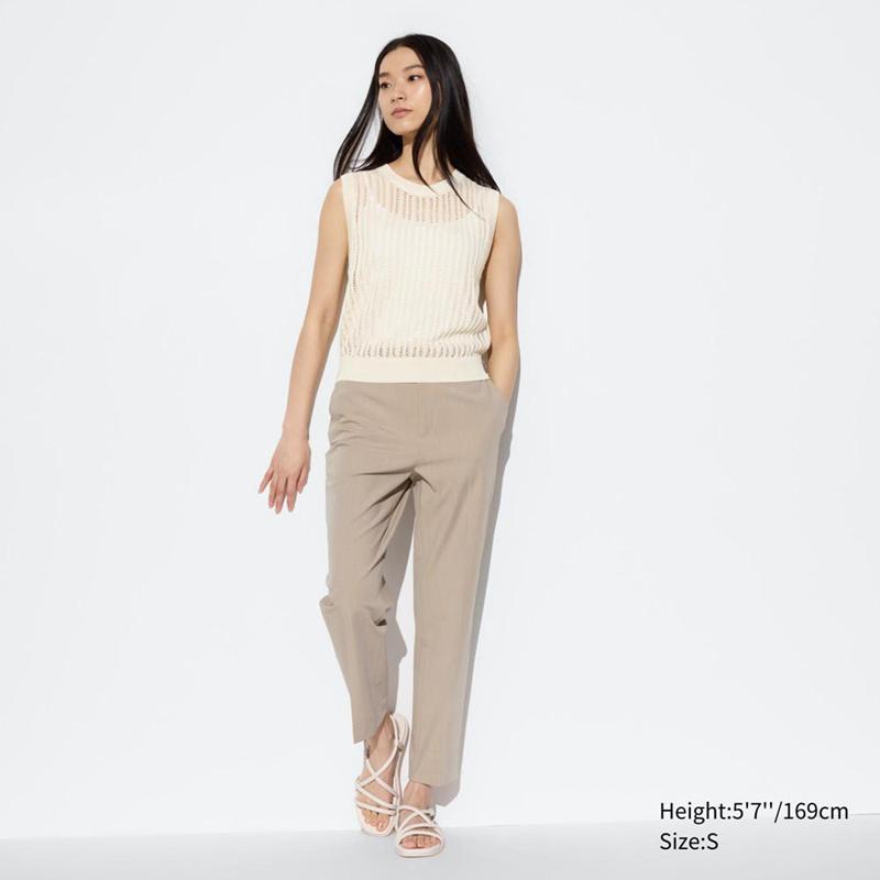 Uniqlo Smart Ankle Length Women Trousers Beige  US |  VHIN-24983