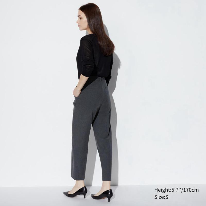 Uniqlo Smart Ankle Length Women Trousers Black  US |  HNDL-13460