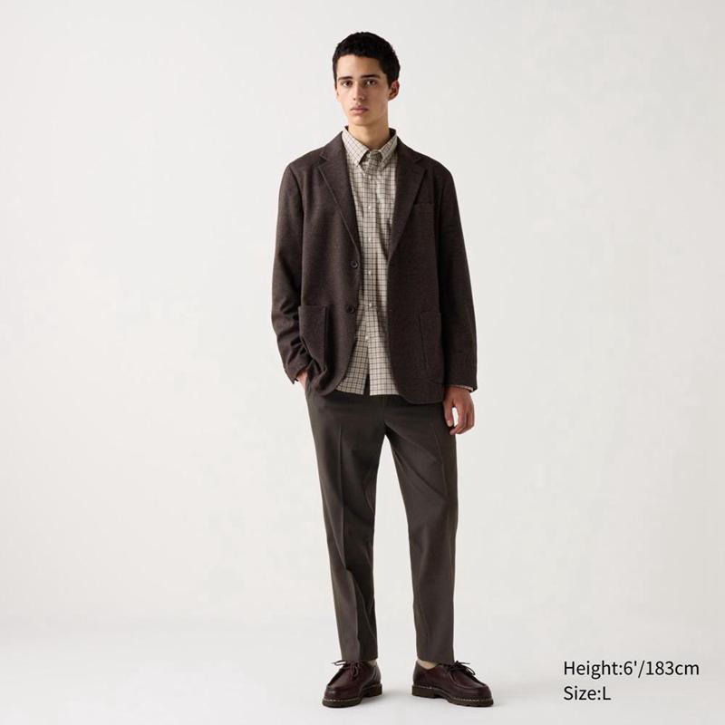 Uniqlo Smart Ankle Men Trousers Dark Brown  US |  HAND-57806