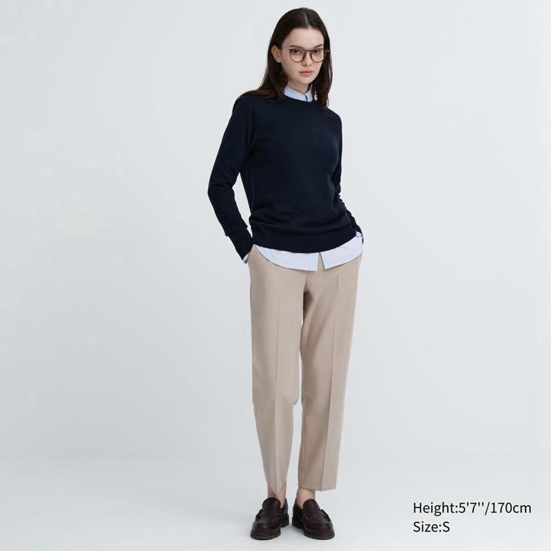 Uniqlo Smart Ankle Women Trousers Beige  US |  TNRQ-97608