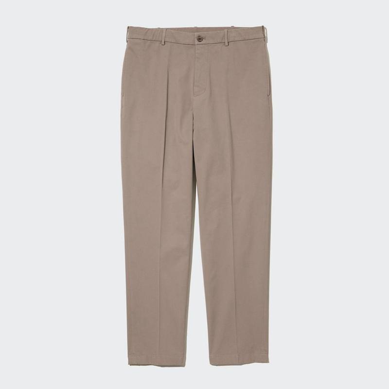 Uniqlo Smart Cotton Ankle Length (Long) Men Trousers Olive  US |  MVXY-78306