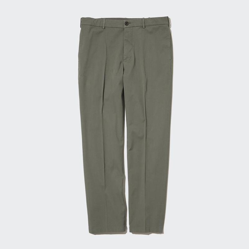 Uniqlo Smart Cotton Ankle Length (Long) Men Trousers Olive  US |  MVXY-78306