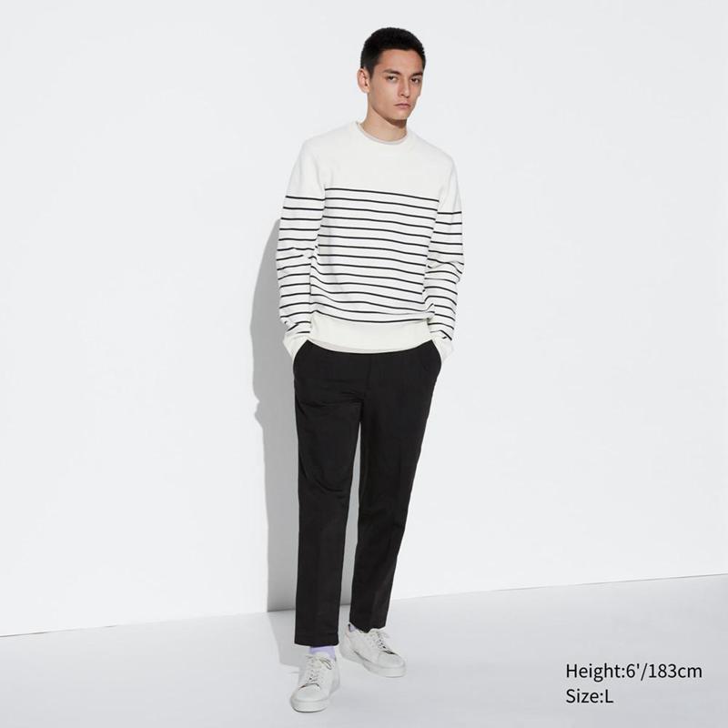 Uniqlo Smart Denim-Like Ankle Length Men Trousers Black  US |  REIY-85023