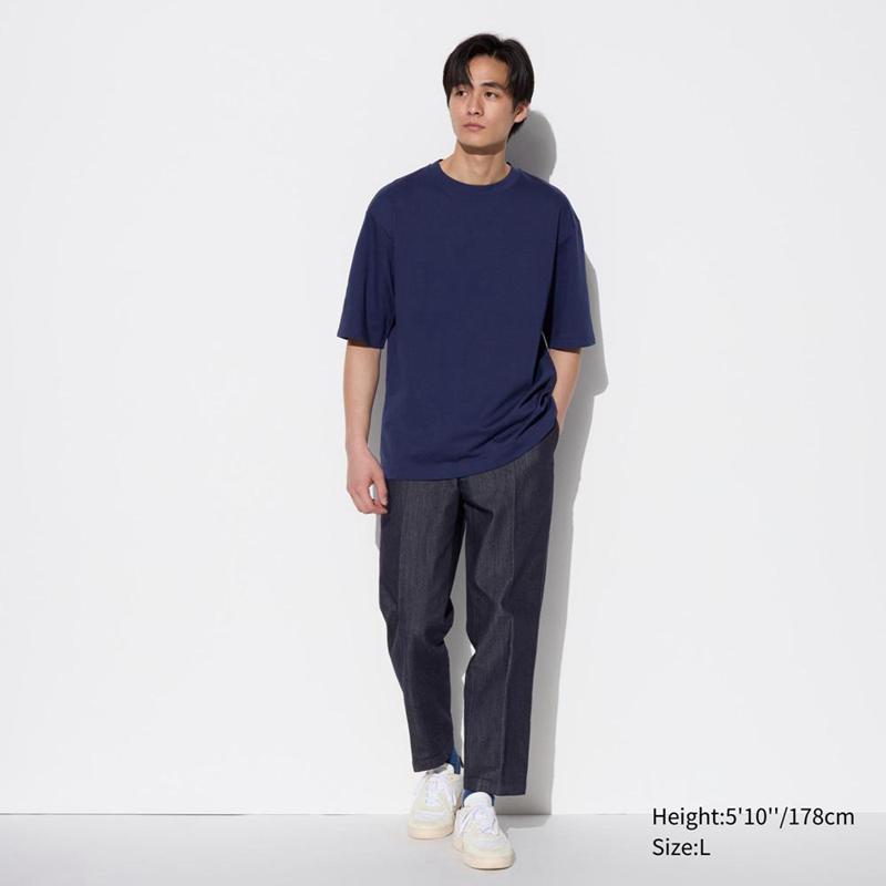 Uniqlo Smart Denim-Like Ankle Length Men Trousers Navy  US |  VOSM-25176