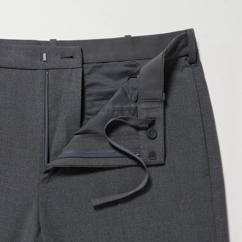 Uniqlo Smart Wool-Like Ankle Length (Long) Men Trousers Black  US |  BZWS-67328