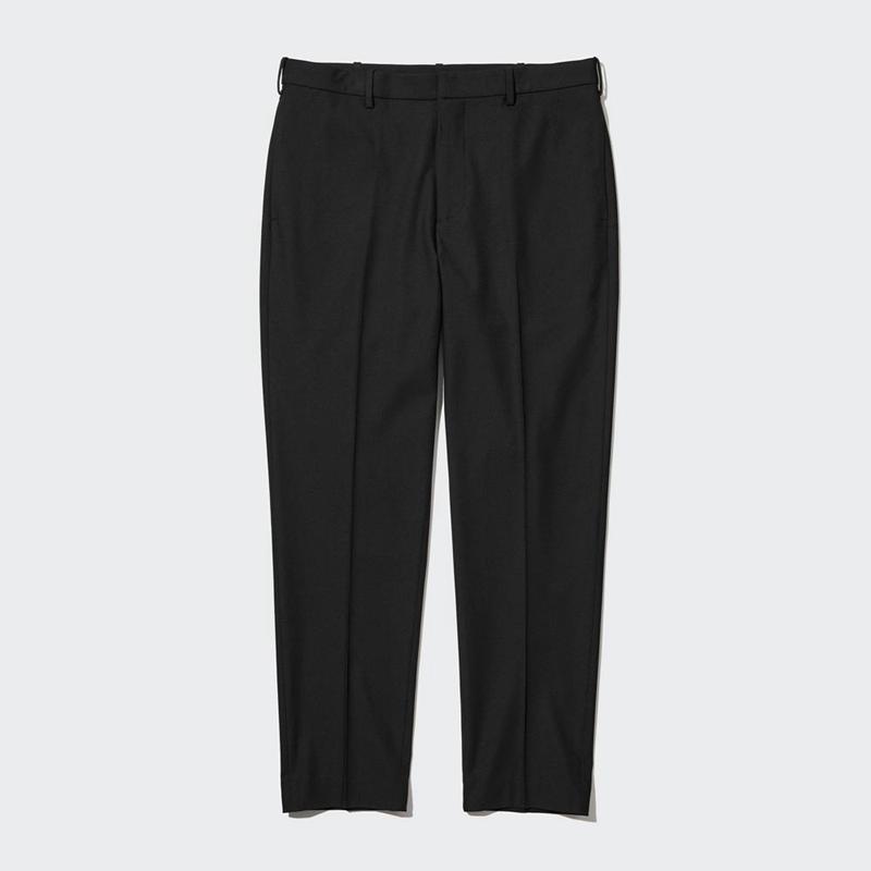 Uniqlo Smart Wool-Like Ankle Length (Long) Men Trousers Black  US |  BZWS-67328