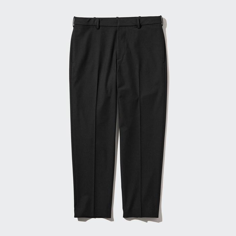 Uniqlo Smart Wool-Like Ankle Length (Long) Men Trousers Black  US |  QBON-70936