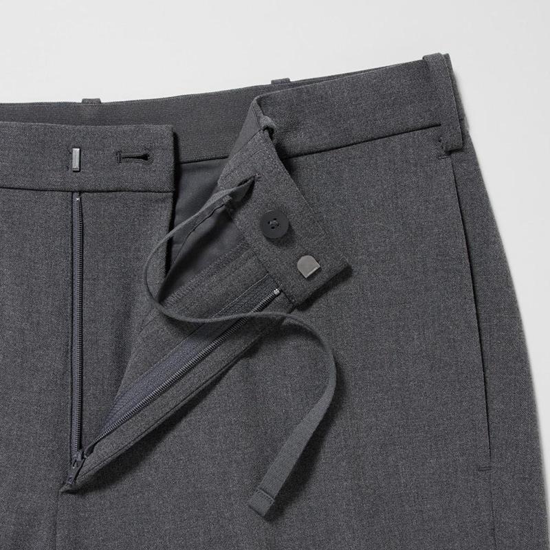 Uniqlo Smart Wool-Like Ankle Length Men Trousers Grey  US |  FMIG-46703