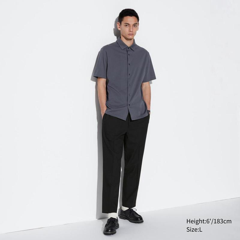 Uniqlo Smart Wool-Like Ankle Length Men Trousers Black  US |  GABZ-16389