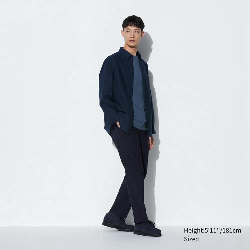 Uniqlo Smart Wool-Like Ankle Length Men Trousers Navy  US |  MZNE-73169