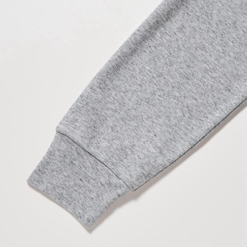 Uniqlo Soft Brushed Cotton Crew Neck Long Sleeved Men T-Shirt Grey  US |  BOTD-02974