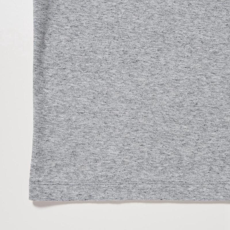 Uniqlo Soft Brushed Cotton Crew Neck Long Sleeved Men T-Shirt Grey  US |  BOTD-02974