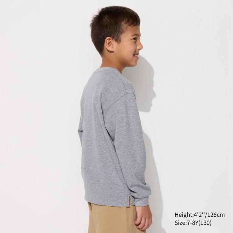 Uniqlo Soft Brushed Crew Neck Kids' T-Shirt Grey  US |  JDFX-36708