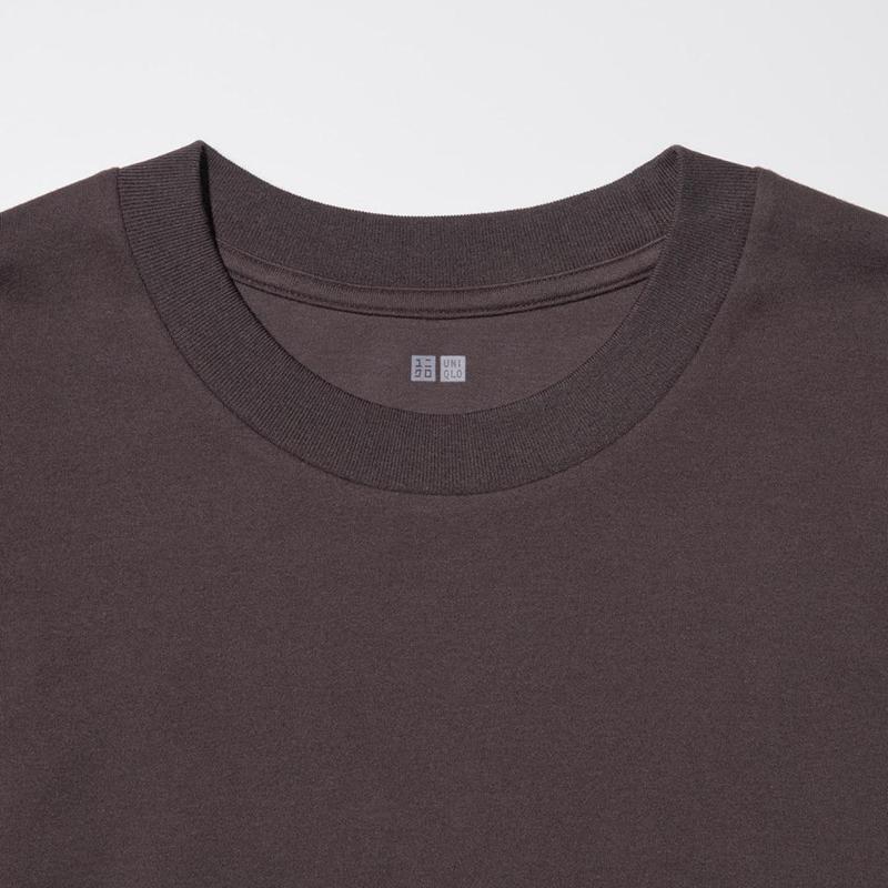 Uniqlo Soft Brushed Crew Neck (Long Sleeve) Men T-Shirt Dark Grey  US |  MPQF-74352