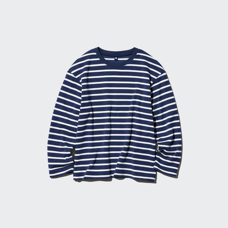 Uniqlo Soft Brushed Crew Neck Long Sleeve (Stripe) Kids' T-Shirt Off White  US |  SZQC-70916