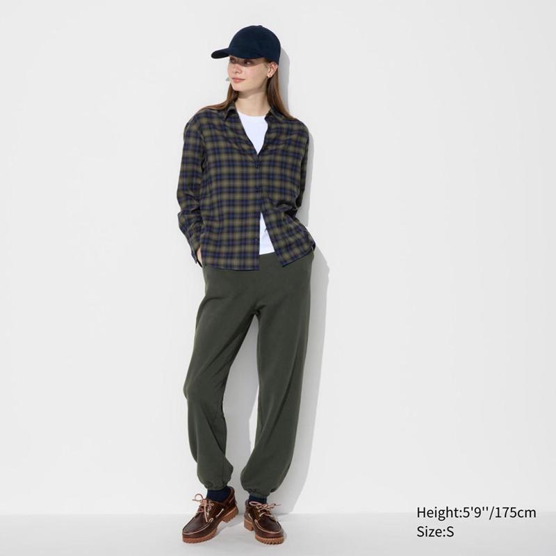 Uniqlo Soft Flannel Skipper (Check) Women Shirts Light Grey  US |  TVWM-76904