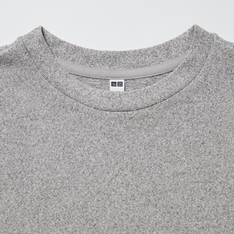 Uniqlo Soft Fleece Crew Neck Long Sleeved Women T-Shirts Grey  US |  GOJU-15928