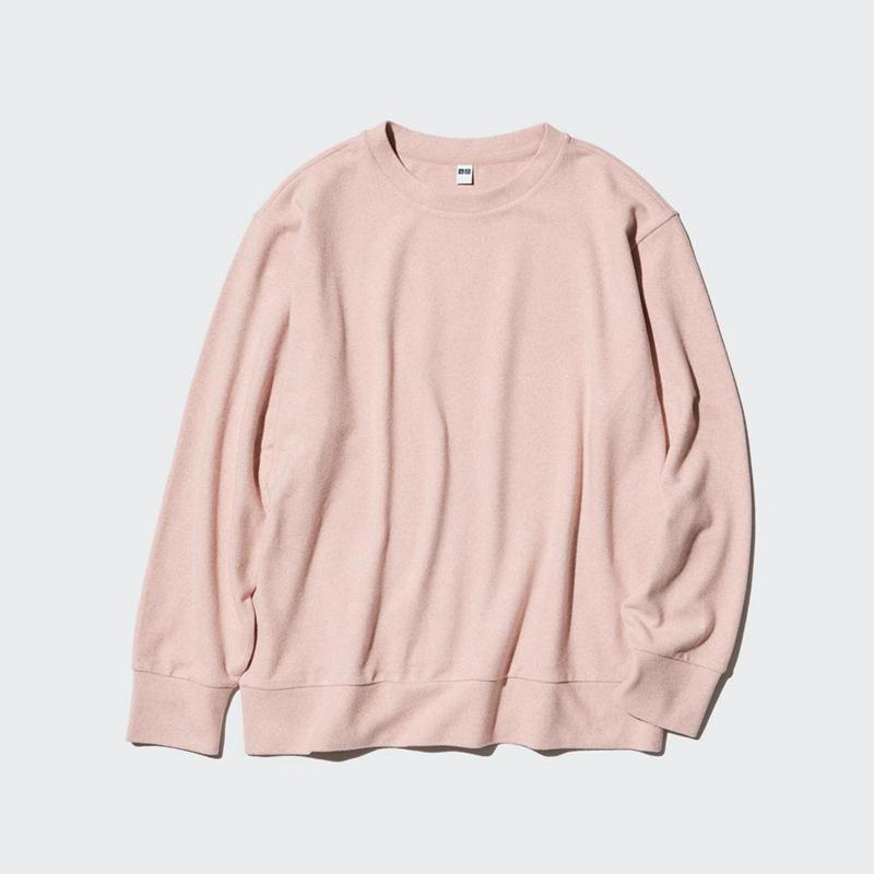 Uniqlo Soft Knit Fleece Crew Neck (Long Sleeve) Women T-Shirts Blue  US |  YHOA-36812