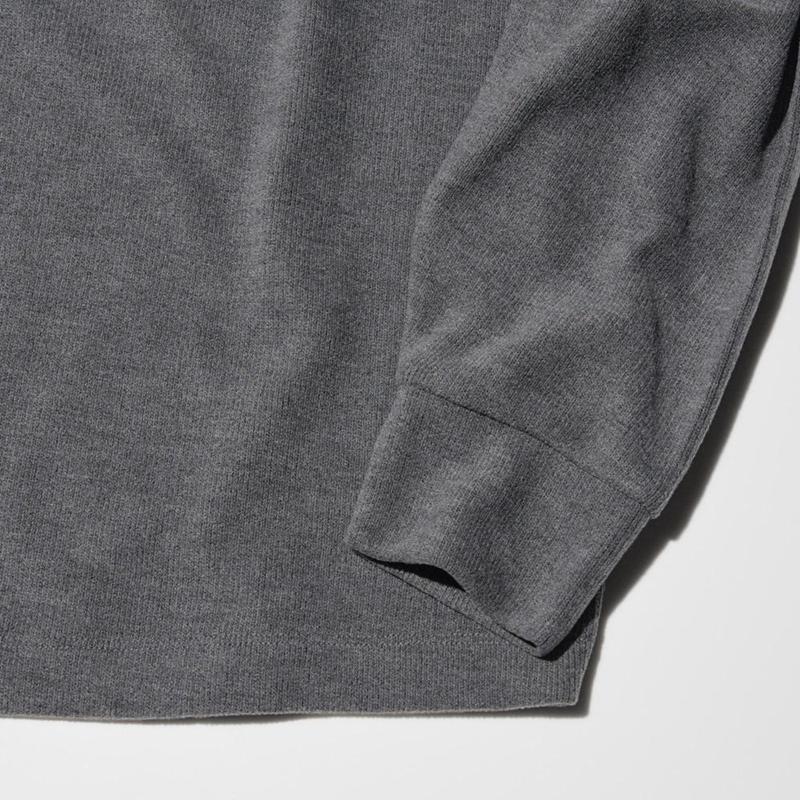 Uniqlo Soft Knit Fleece Ribbed High Neck (Long Sleeve) Women T-Shirts Grey  US |  VGYI-54203