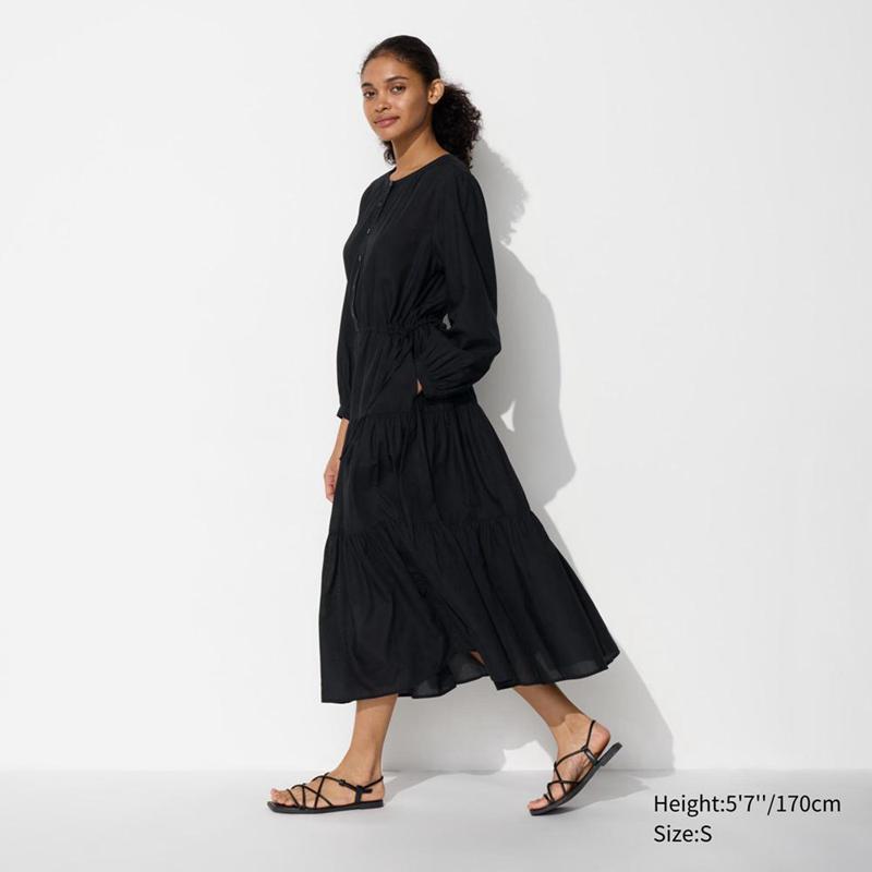 Uniqlo Soft Lawn Women Dress Black  US |  HMAJ-48203