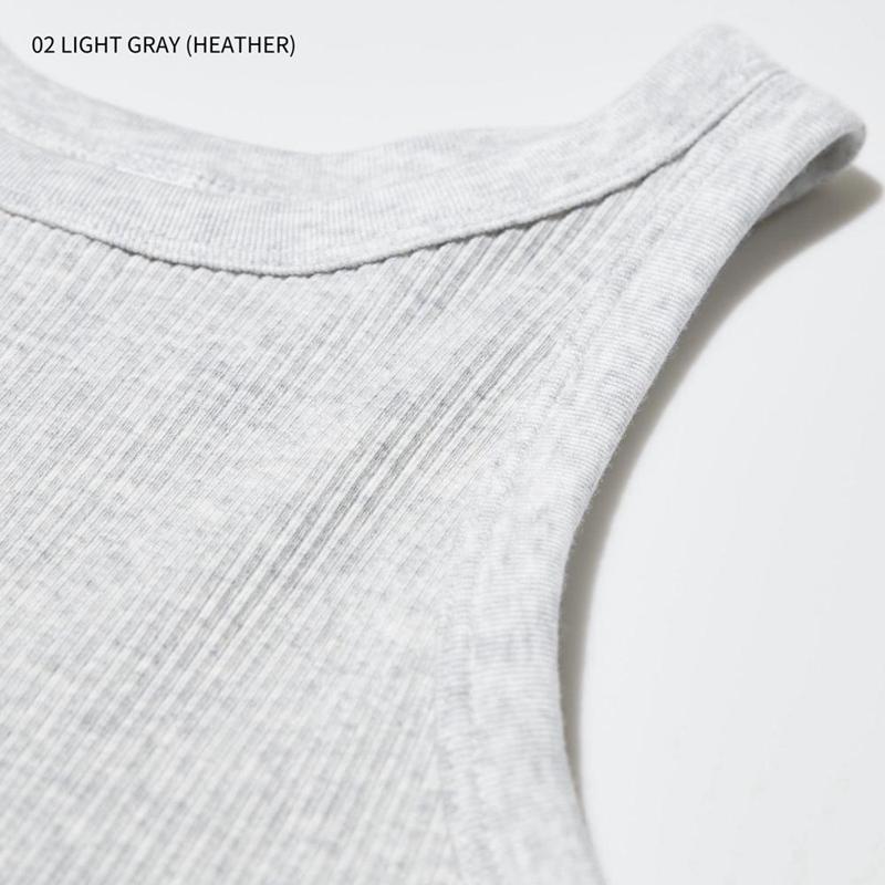 Uniqlo Soft Ribbed Cropped Fit Women Vest Top Light Grey  US |  ICHZ-94267