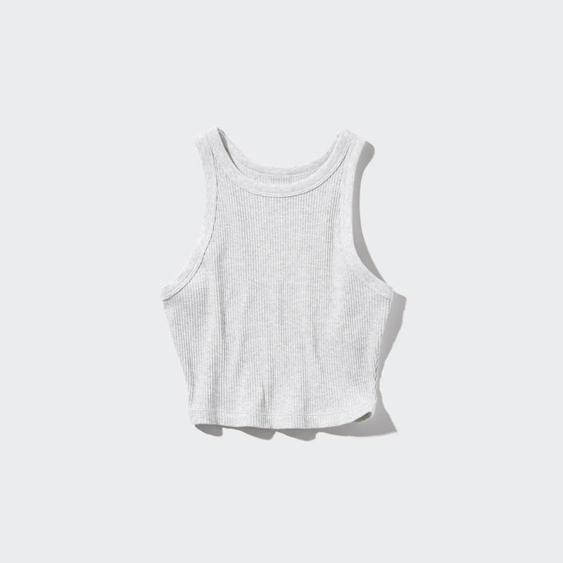 Uniqlo Soft Ribbed Cropped Fit Women Vest Top White  US |  WURY-87469