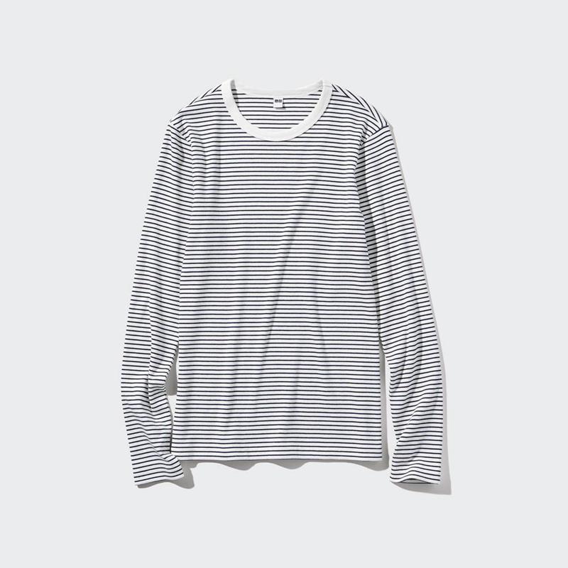 Uniqlo Soft Ribbed Fitted Crew Neck (Stripe) Women T-Shirts Off White  US |  JFZS-07546