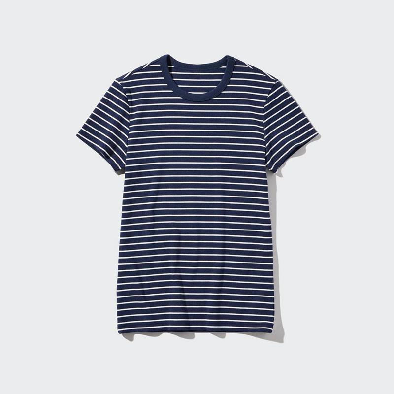 Uniqlo Soft Ribbed (Stripe) Women T-Shirts Off White  US |  GTCA-48102