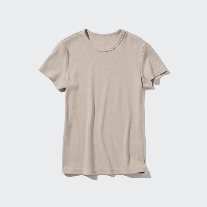 Uniqlo Soft Ribbed Women T-Shirts Black  US |  PDJK-89612