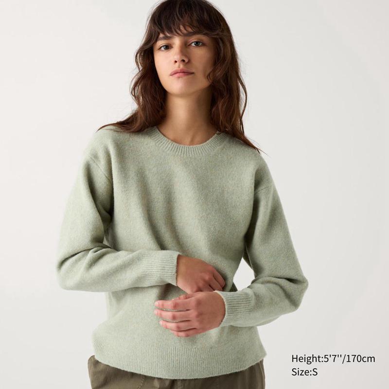 Uniqlo Soufflé Yarn Crew Neck Women Jumper Light Green  US |  PUEG-25917