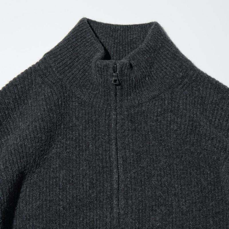 Uniqlo Soufflé Yarn Half-Zip Men Jumper Black  US |  GSHZ-05912