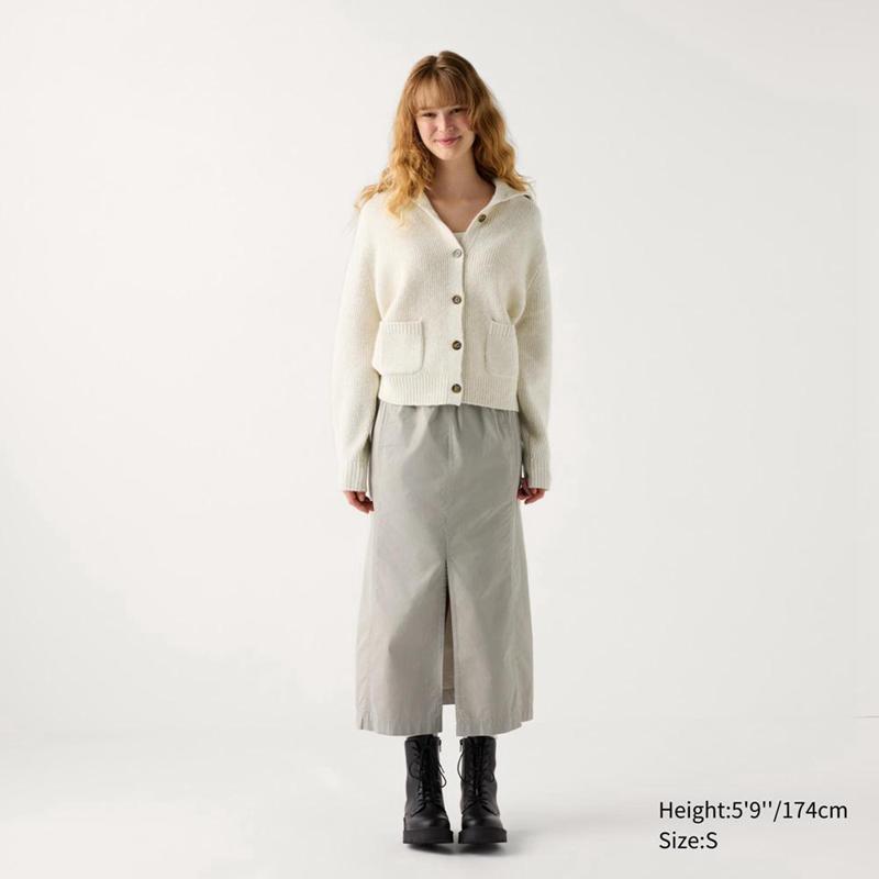 Uniqlo Soufflé Yarn Knit Blouson Women Cardigans Off White  US |  PRVQ-70532