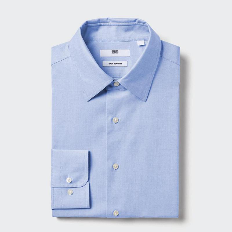 Uniqlo Super Non-Iron Regular Fit (Regular Collar) Men Shirts Light Blue  US |  BDSQ-49723