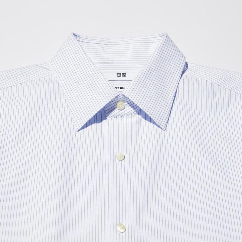 Uniqlo Super Non-Iron Regular Fit (Regular Collar, Stripe) Men Shirts Blue  US |  VAYK-90176