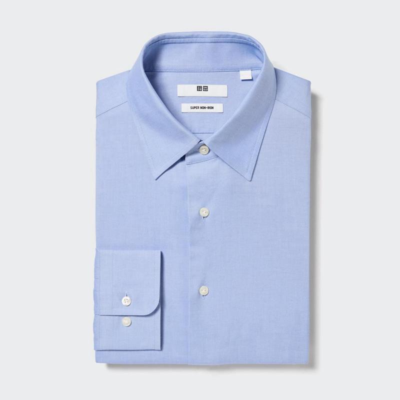 Uniqlo Super Non-Iron Regular Fit (Regular Collar) Men Shirts Light Blue  US |  LENU-23408