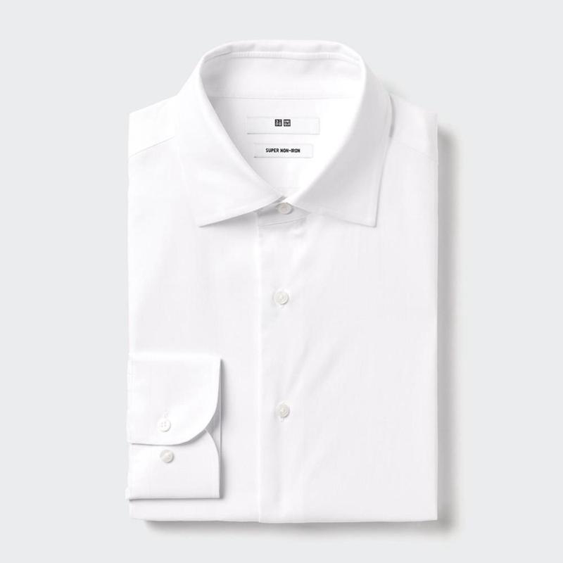 Uniqlo Super Non-Iron Regular Fit (Semi-Cutaway Collar) Men Shirts White  US |  FQTZ-70532