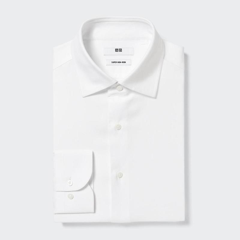 Uniqlo Super Non-Iron Regular Fit (Semi-Cutaway Collar) Men Shirts White  US |  RVKU-80276