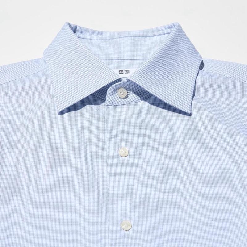 Uniqlo Super Non-Iron Regular Fit (Semi-Cutaway Collar, Check) Men Shirts Blue  US |  GANS-34879