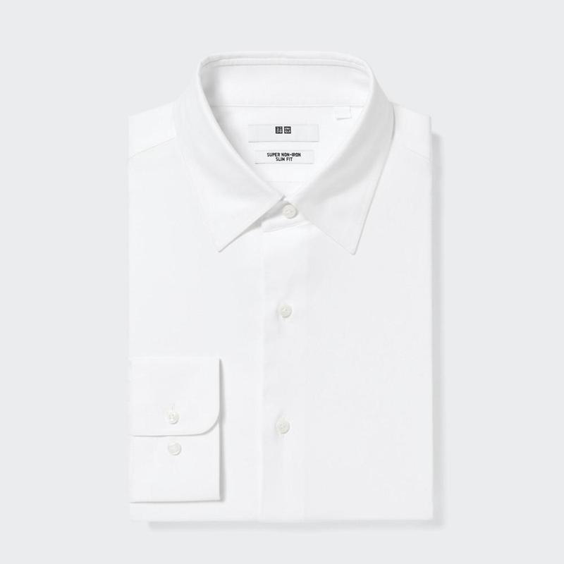 Uniqlo Super Non-Iron Slim Fit (Regular Collar) Men Shirts White  US |  OBAY-15736