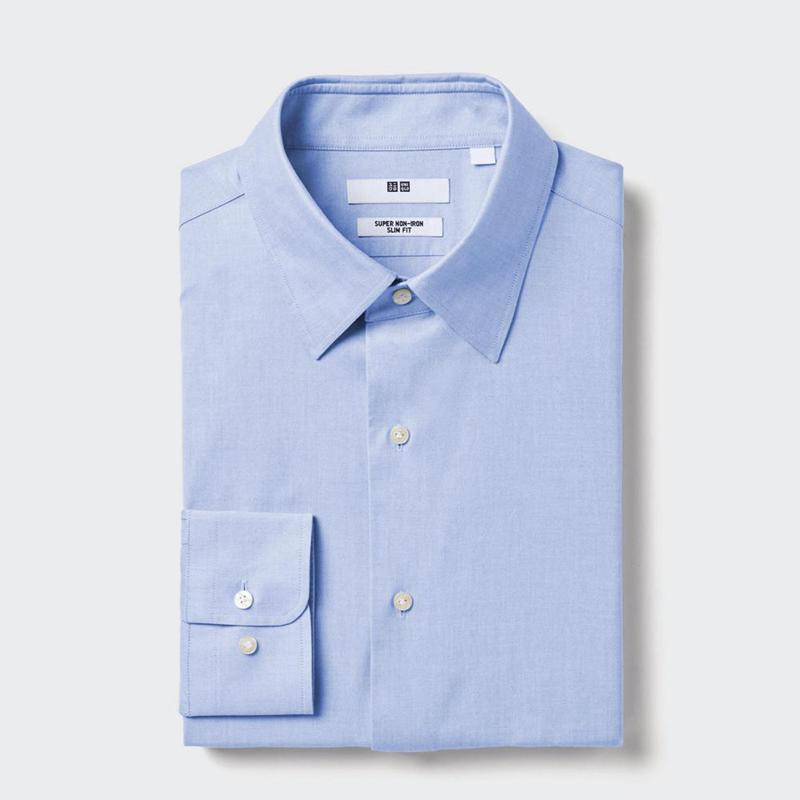 Uniqlo Super Non-Iron Slim Fit (Regular Collar) Men Shirts Light Blue  US |  FGYC-89732