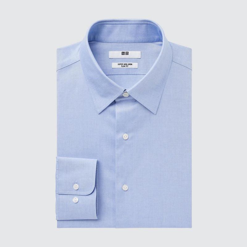 Uniqlo Super Non-Iron Slim Fit (Regular Collar) Men Shirts Light Blue  US |  UALN-48039