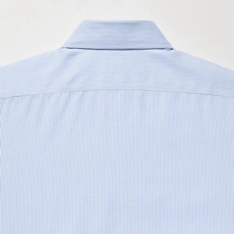 Uniqlo Super Non-Iron Slim Fit (Semi-Cutaway Collar, Stripe) Men Shirts Blue  US |  SYIM-72184