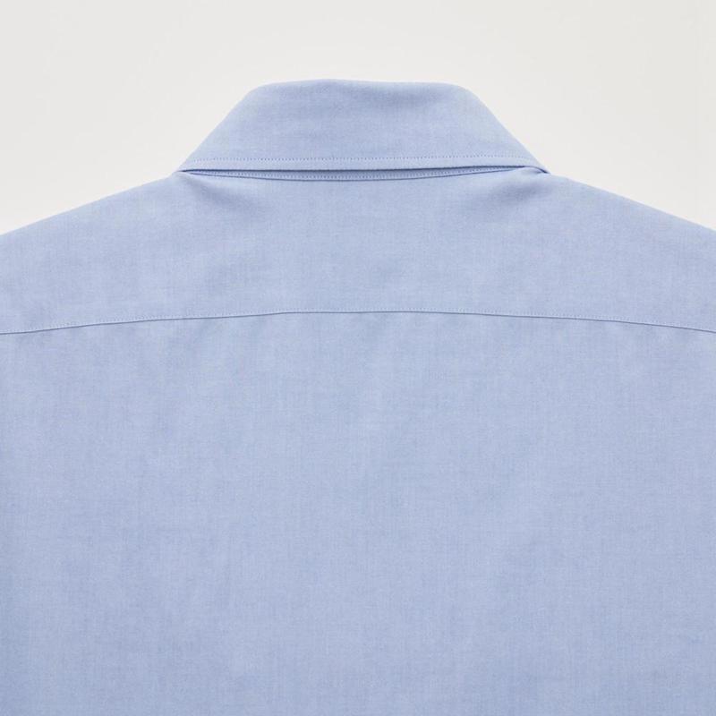 Uniqlo Super Non-Iron Slim Fit (Semi-Cutaway Collar) Men Shirts Light Blue  US |  VIXN-50624